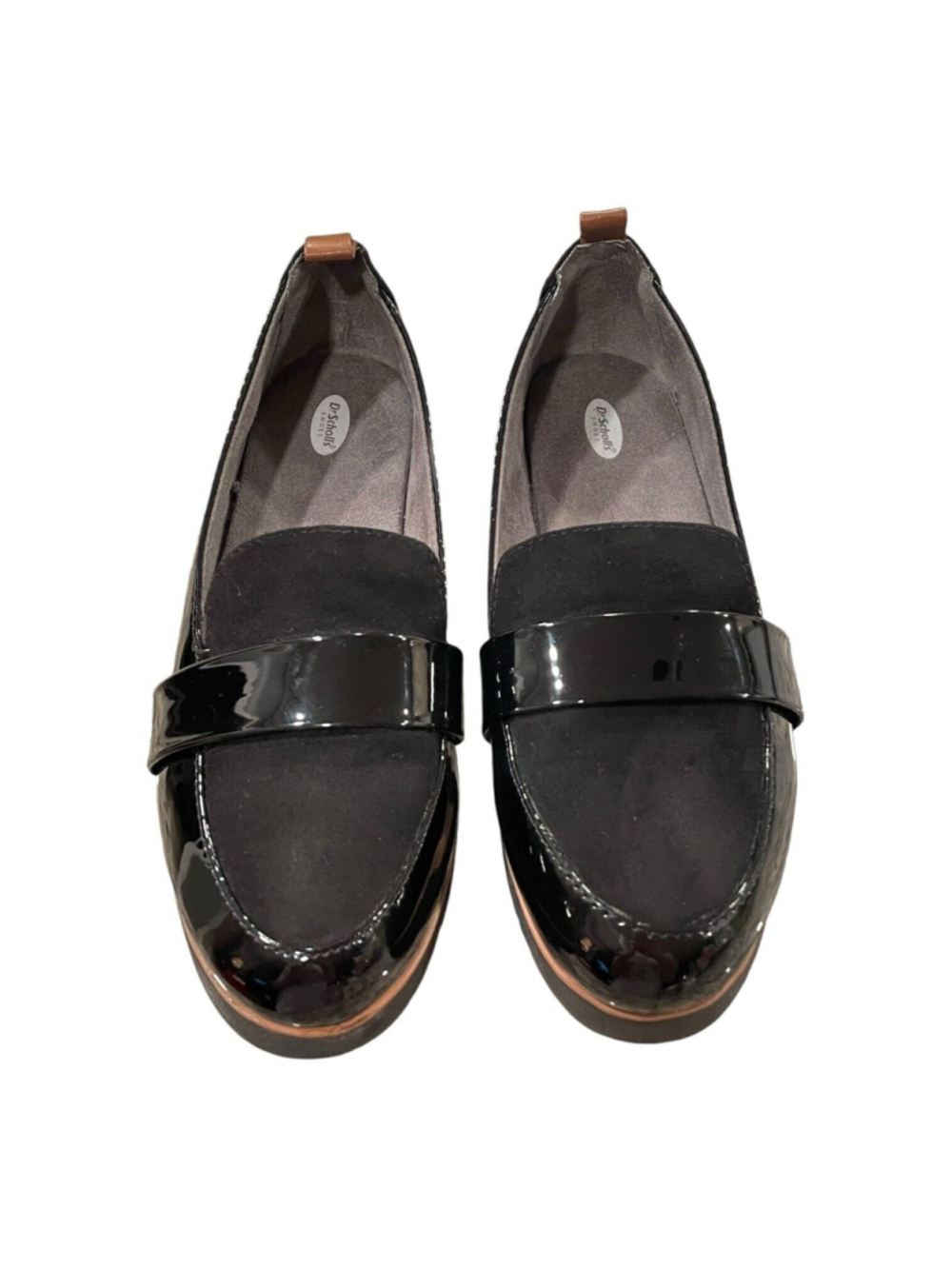 Dr. Scholls Womens 6.5M Webster Loafer Black Patent Microfiber Slip On Comfort